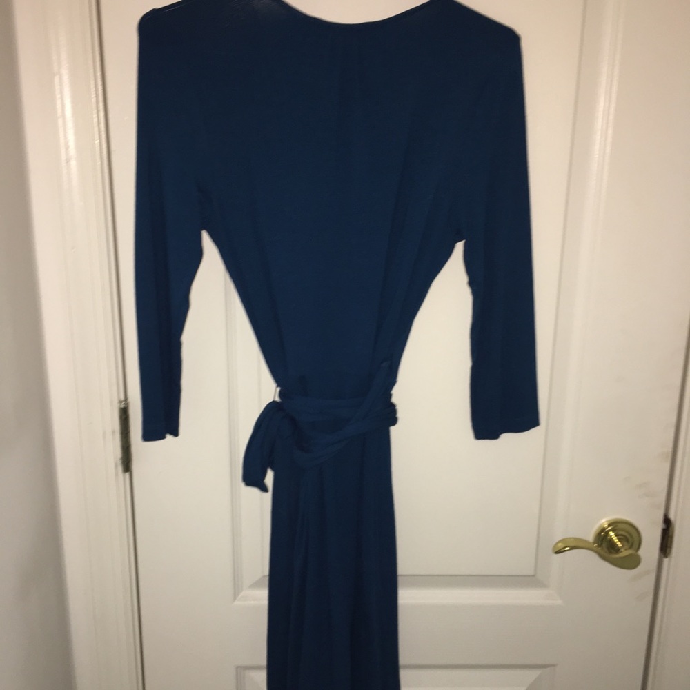 Banana Republic jersey wrap dark teal blue dress